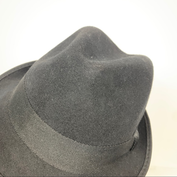 J Crew Black Wool Fedora Hat Grosgrain Ribbon S/M - Picture 4 of 8